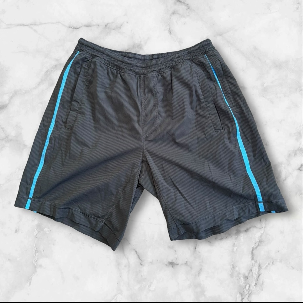 Lululemon Men Black Blue Lined Drawstring 9” Liner Pace Breaker Workout Short M